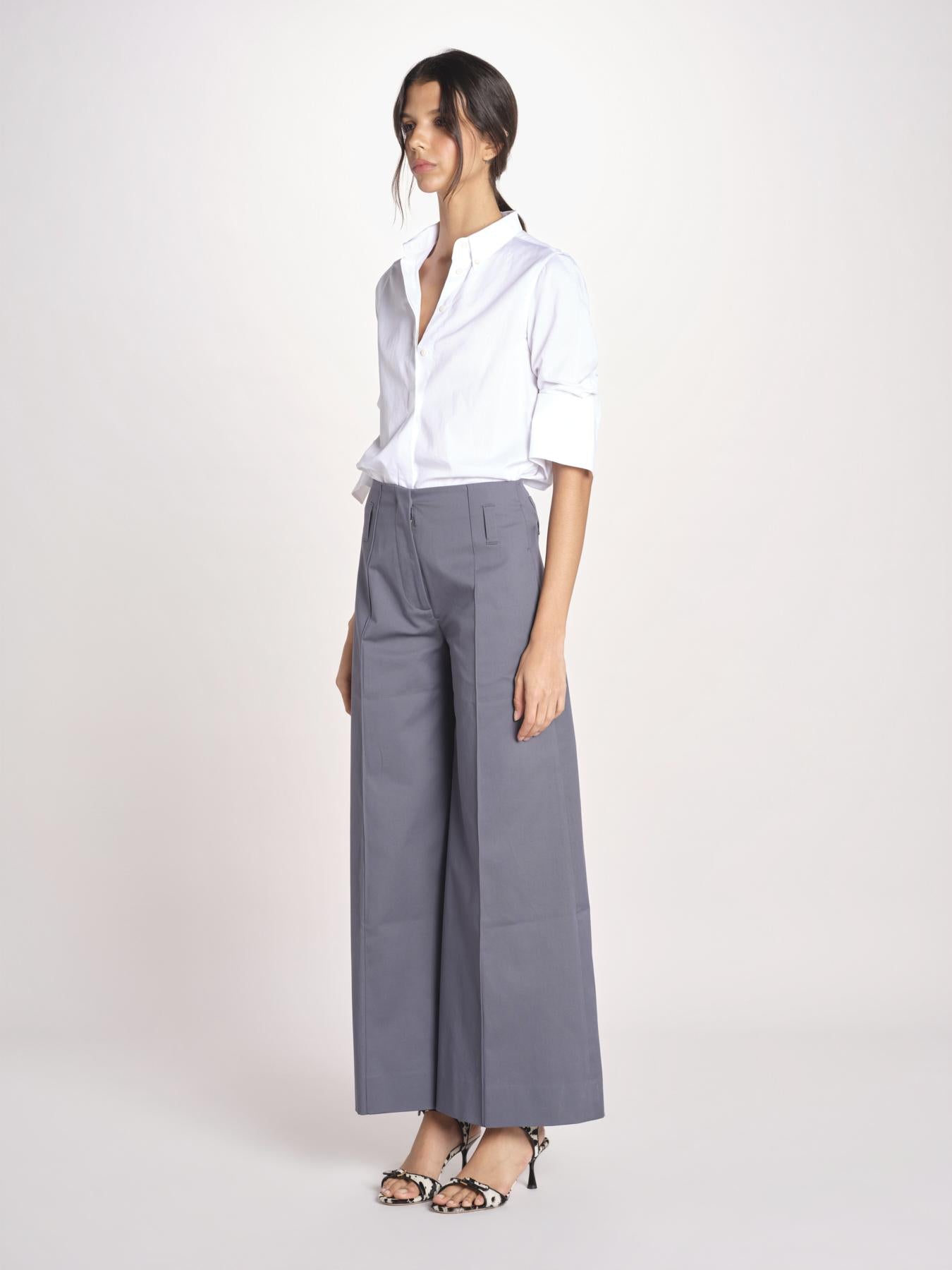pantalone largo con nervature ORIANA 540 54 70 SLATE quelledue 