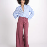 pantalone 4 tasche in misto lino SERENA XML01 197 BORGOGNA ps don't forget me 