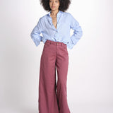 pantalone 4 tasche in misto lino SERENA XML01 197 BORGOGNA ps don't forget me 