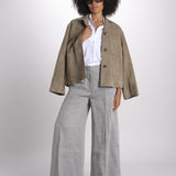 pantalone largo con nervature in lino ORIANA 540 50043 84 DENIM quelledue 