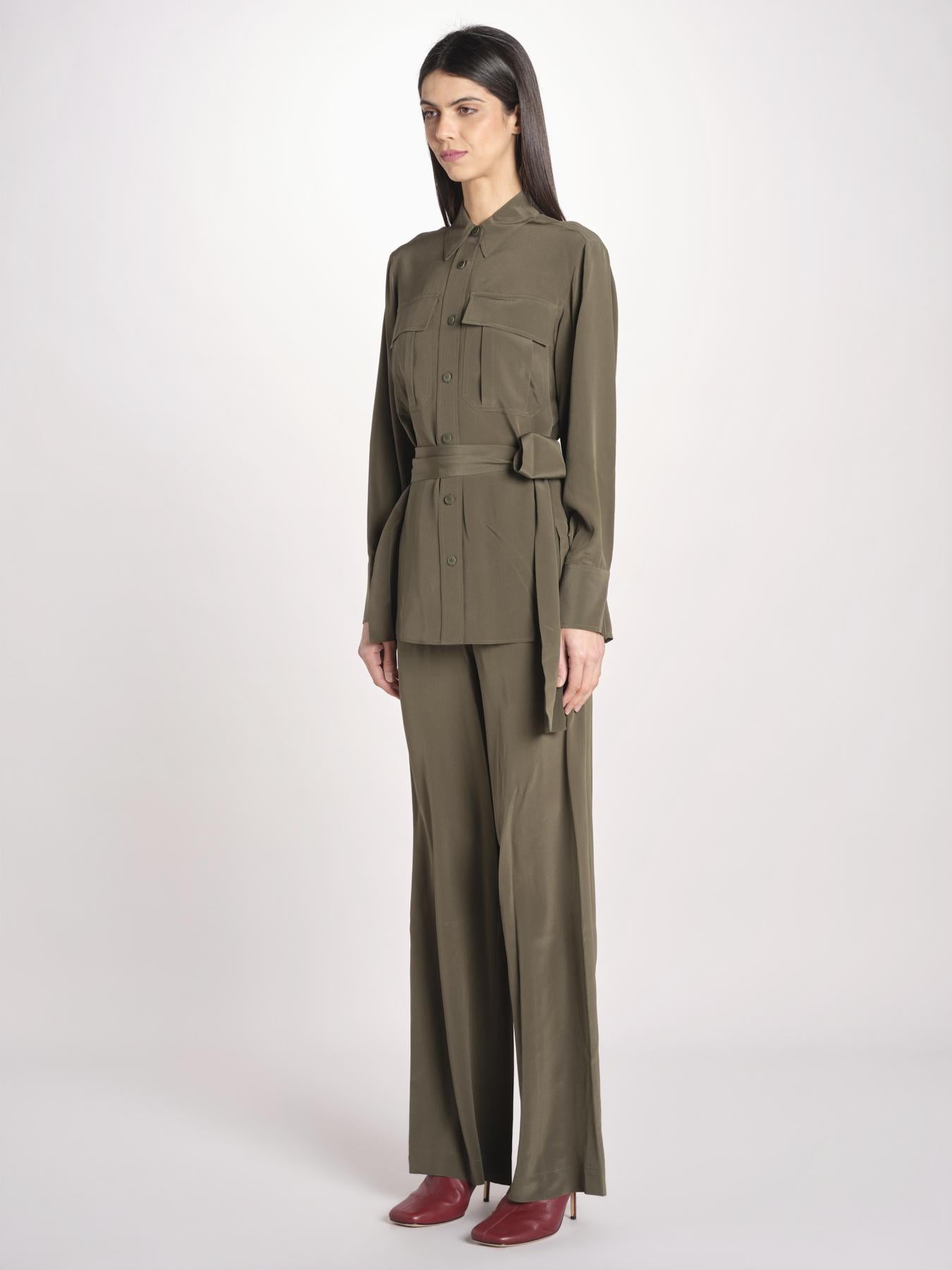camicia in seta con tasche e fascia JF009656 PALM LEAF 2308 joseph 