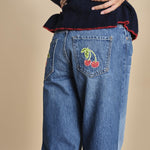 denim loose con ciliegie 1888G THE DODGER ANKLE 313 mother 