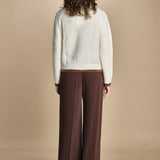 maglia a coste in mohair 15K106WM005 P110 ECRU ines de la fressange 