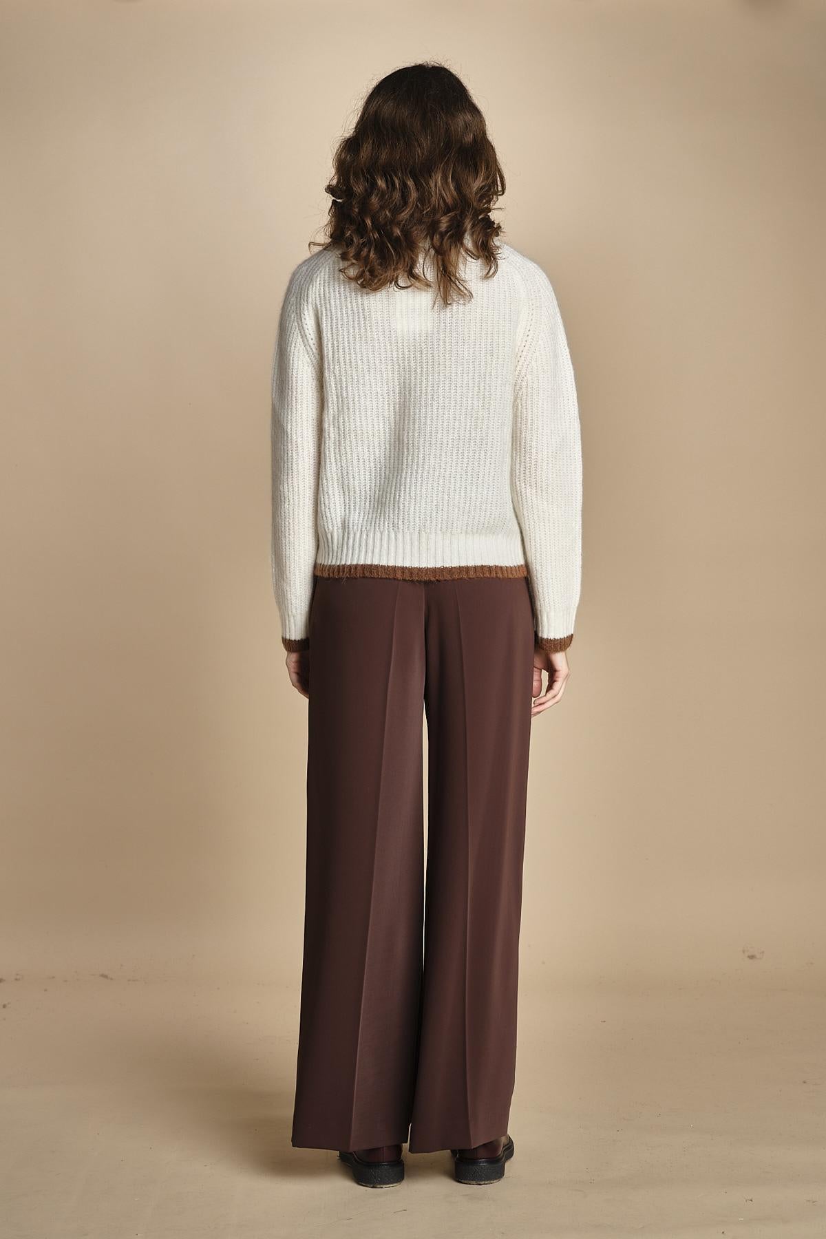 maglia a coste in mohair 15K106WM005 P110 ECRU ines de la fressange 