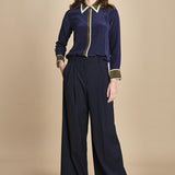 camicia con collo e polsi a contrasto CR_3069T NAVY bodice 