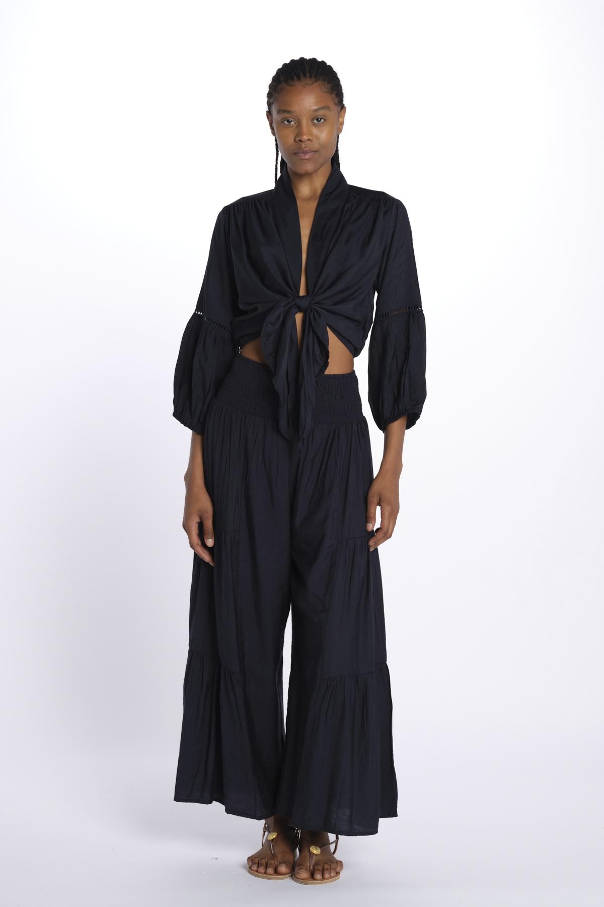 MARIA top con nodo e maniche lunghe MARIA INDIGO laraethnics 