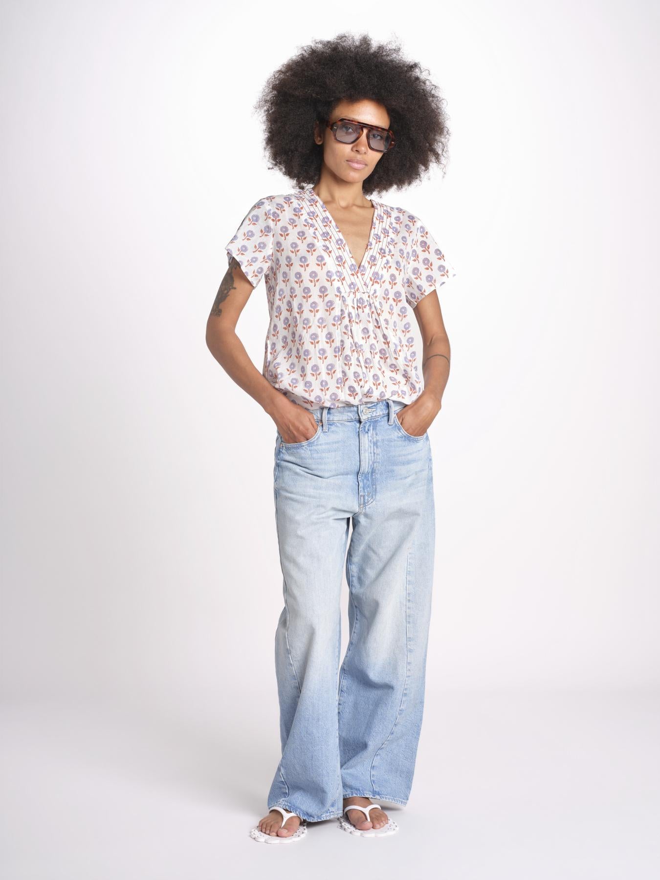 camicia a  fiori VT6319 LILAC zen ethic 