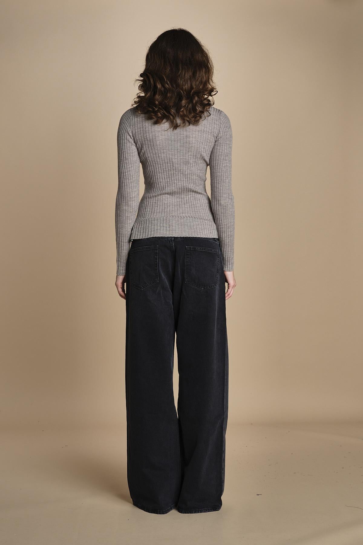 maglia girocollo a costine CAMB KNIT BLOUSE LIGHT TAUBE herskind 