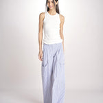pantalone in popeline a righe RYAN MJD250_ATEX93 BLUE WHITE STRIPES jejia 