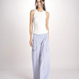 pantalone in popeline a righe RYAN MJD250_ATEX93 BLUE WHITE STRIPES jejia 