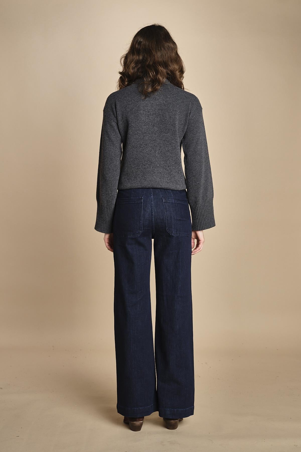 denim a zampa con taschine FAUVE INDIGO fam 