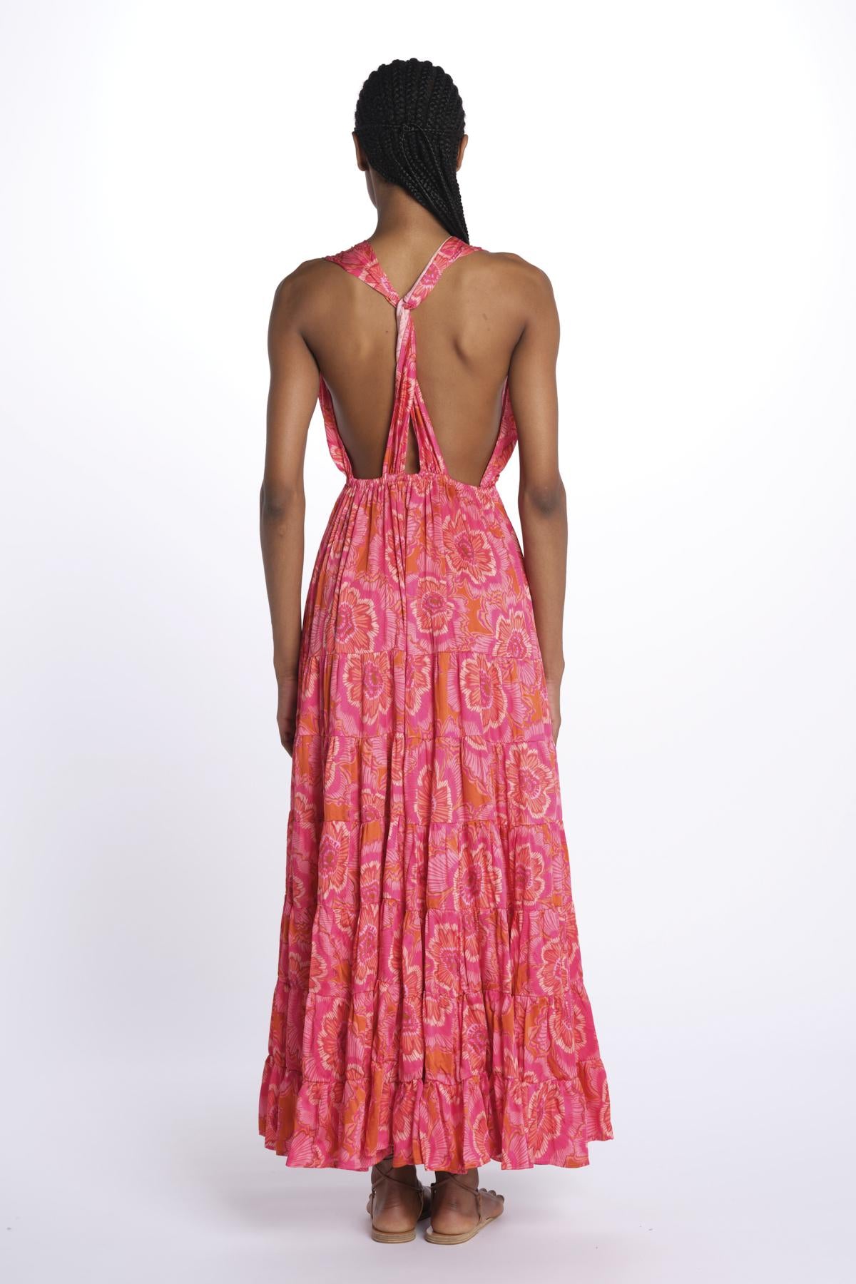 Mini abito SUZIE scollo incrociato ricamo fiori S25109 MERIDACORAL sundress 