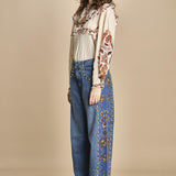 denim con borchie 3DETAIL STUDS PANT 40607 L0034 farm rio 
