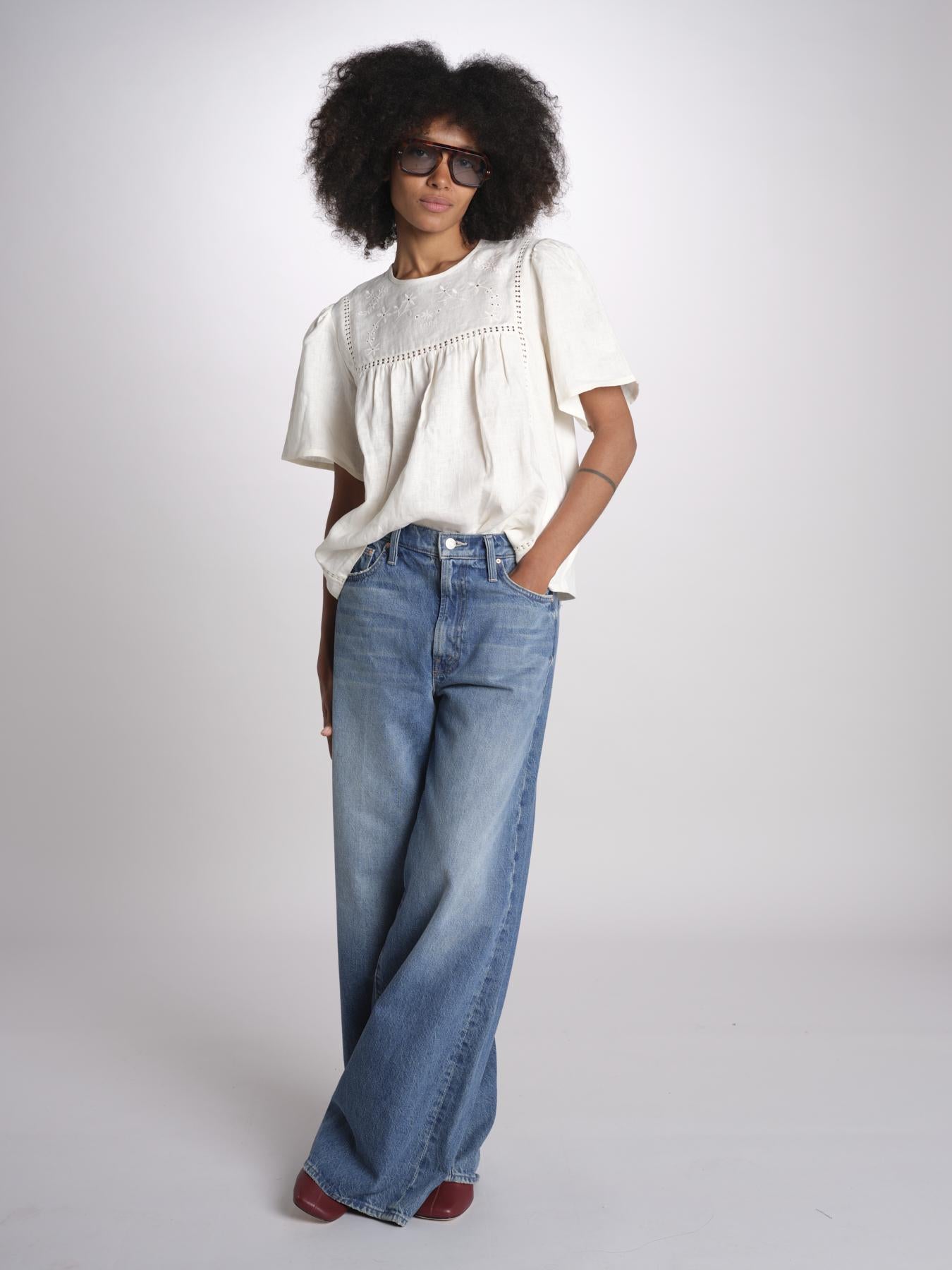 t-shirt in lino ricamata BACINO 2615941082600 001 ECRU weekend maxmara 