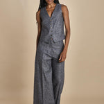 pantalone over con nervature in occhio di pernice ORIANA 540932 15 quelledue 