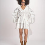miniabito con rouches SOLEDAD SIMPLY WHITE scarlett poppies 