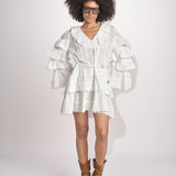 miniabito con rouches SOLEDAD SIMPLY WHITE scarlett poppies 