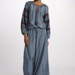 PALAZZO pantaloni in seta  by milaura. BE24252PANT GREY BLU benaras soleil 