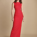 maxidress con scollo a barca e schiena nuda IMOGEN RED solace 