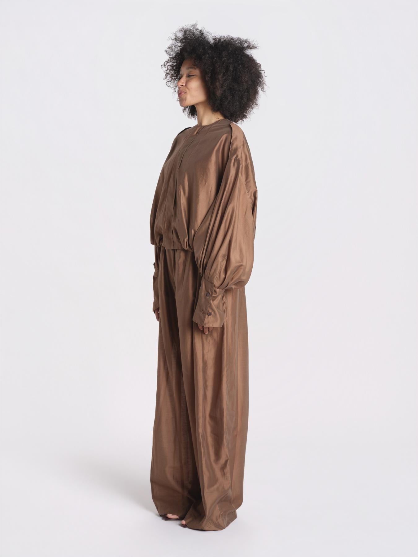 camicia in mussola con manica a sbutto DIANA 4007 T0161 CHOCOLATE T0032 the latest 