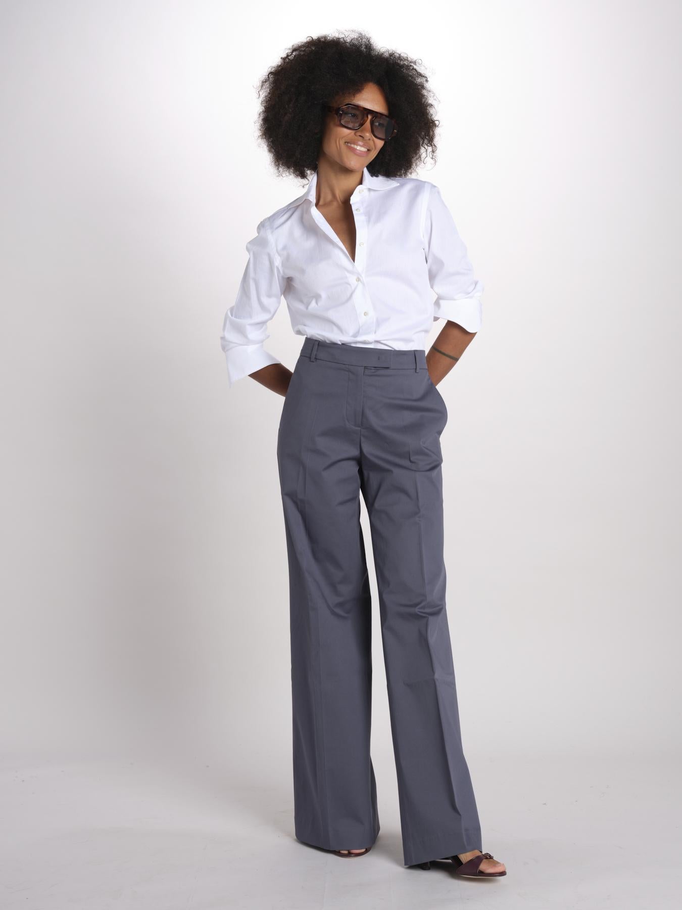 pantalone diritto in cotone MELODY L 684 54 70 SLATE quelledue 
