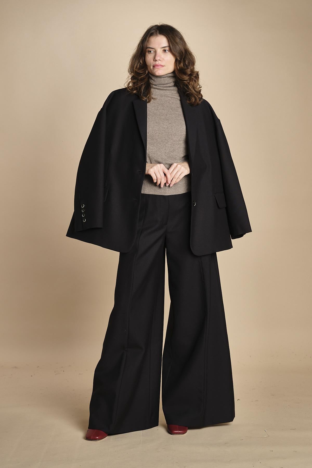 pantalone con nervature. ORIANNA ORN01 NERO nine in the morning 