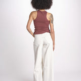 denim largo con olrlo alto 12328-753 THE MID RISE HEADLINER SNEAK CFS CREAM PUFFS mother 
