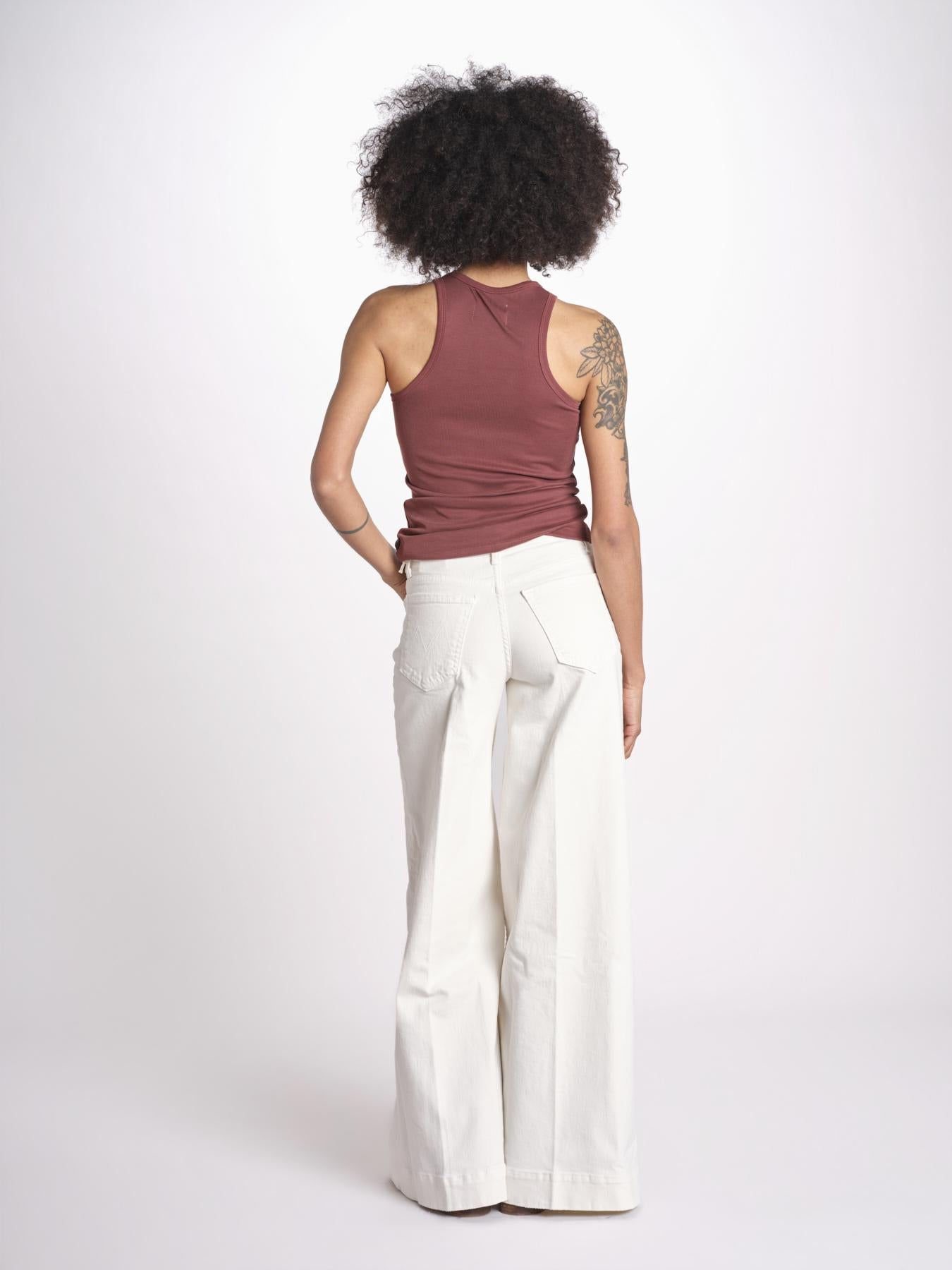 denim largo con olrlo alto 12328-753 THE MID RISE HEADLINER SNEAK CFS CREAM PUFFS mother 