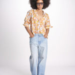 camicia stampa fiori VT6247 PEACH zen ethic 