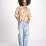 camicia stampa fiori VT6247 PEACH zen ethic 
