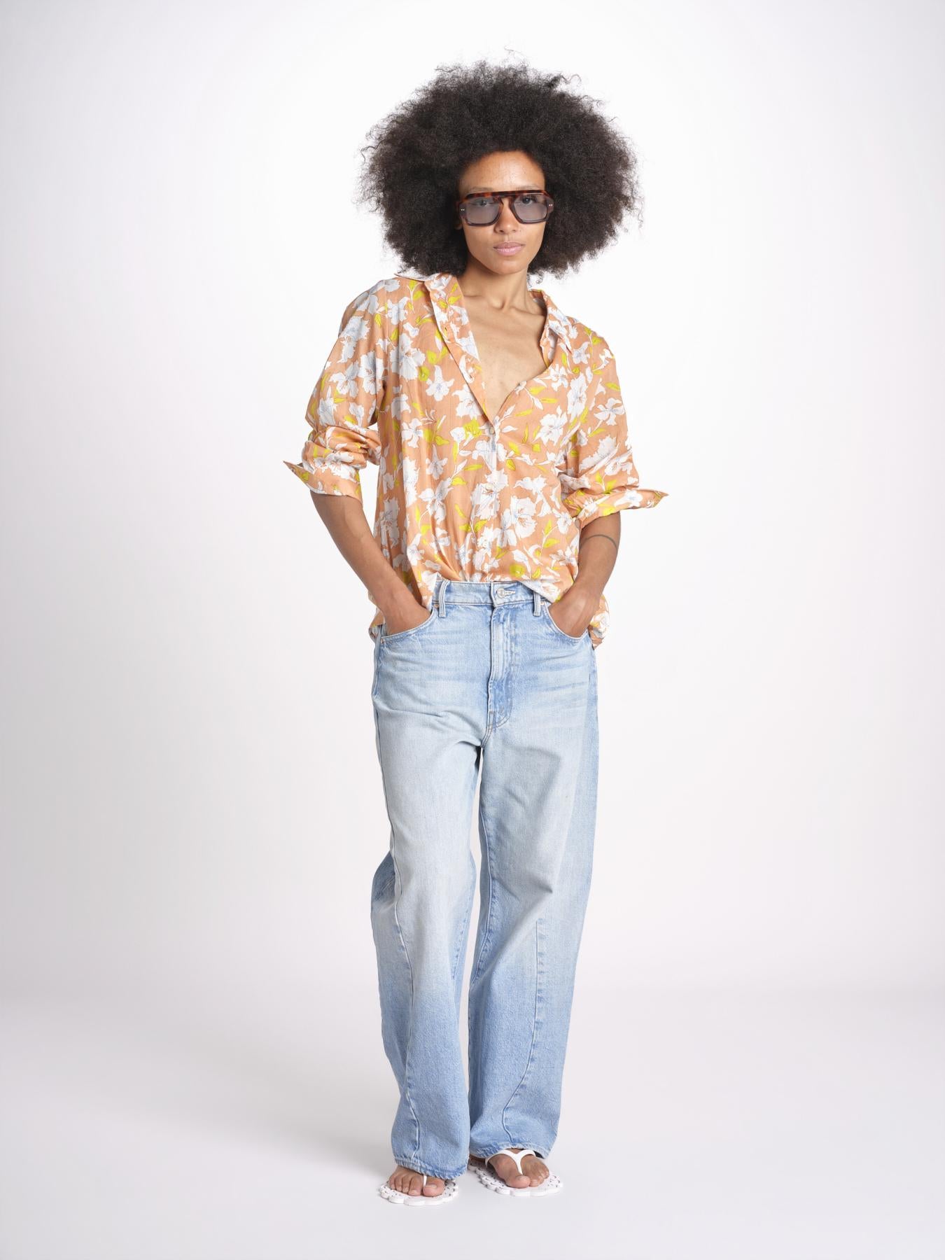camicia stampa fiori VT6247 PEACH zen ethic 