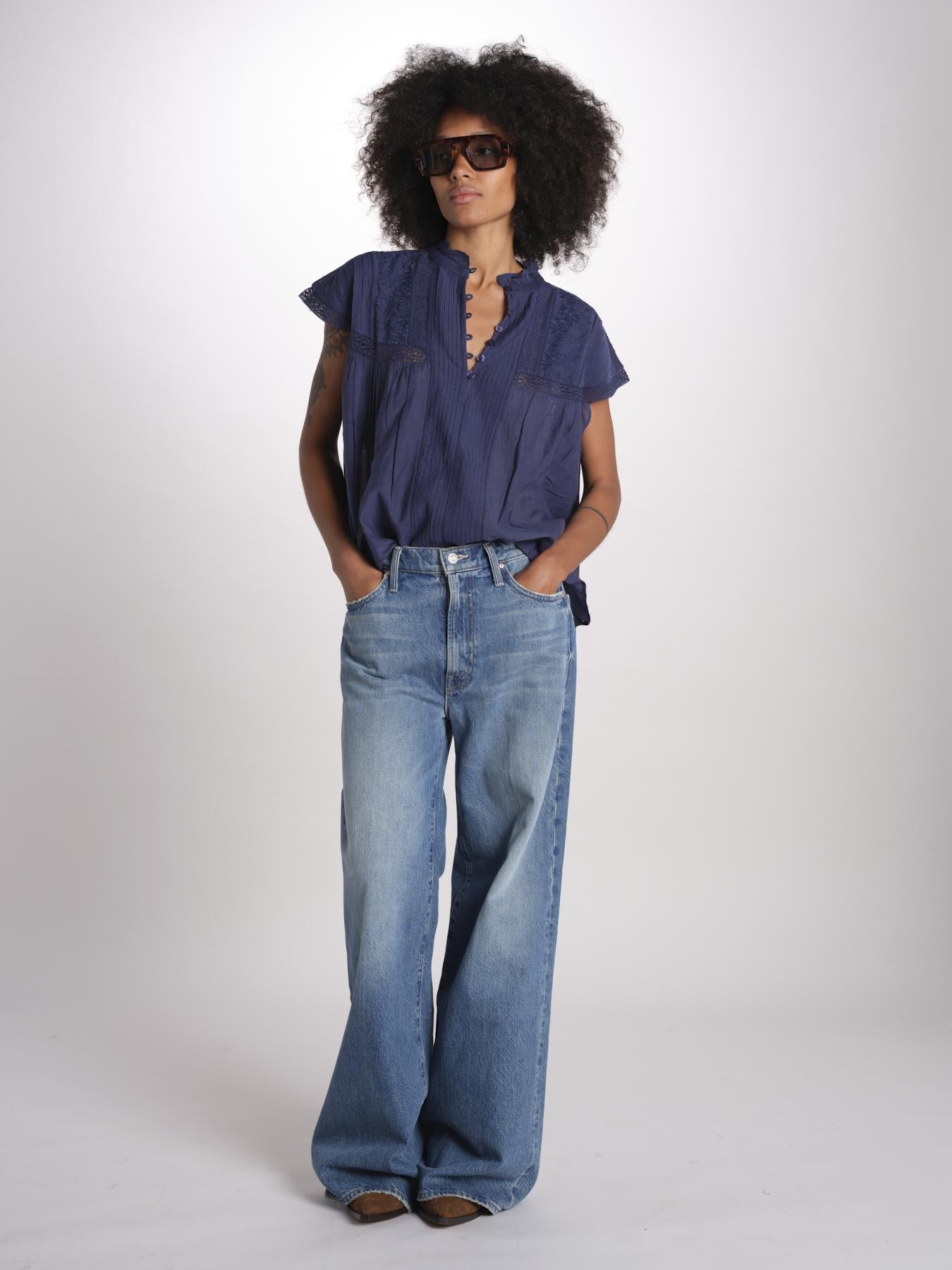 camicia in voille e pizzo con maniche corte GANU 6EVA53-V09890 ENCRE vanessa bruno 