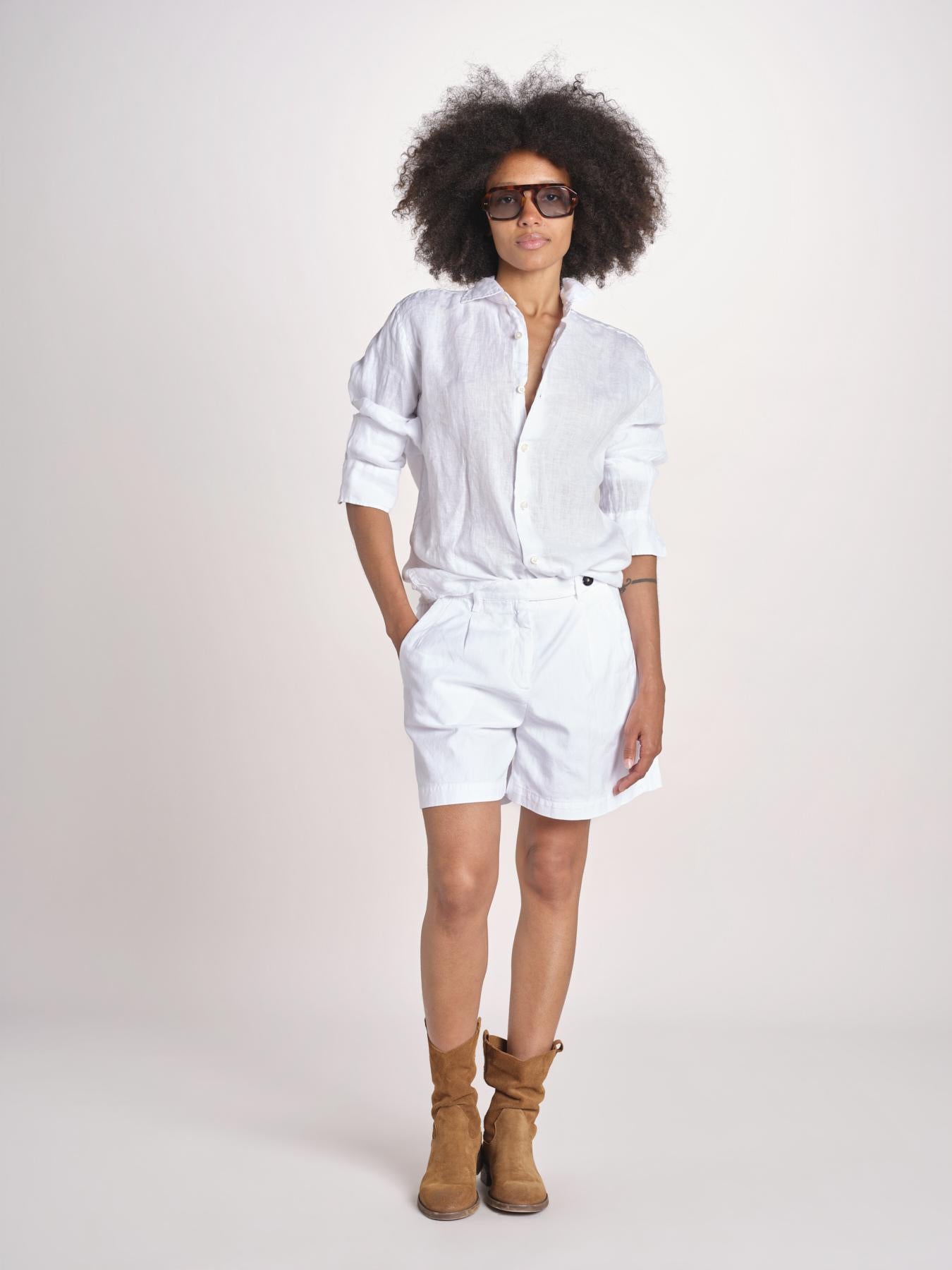 camicia maschile in lino M012 10 BIANCO milaura 