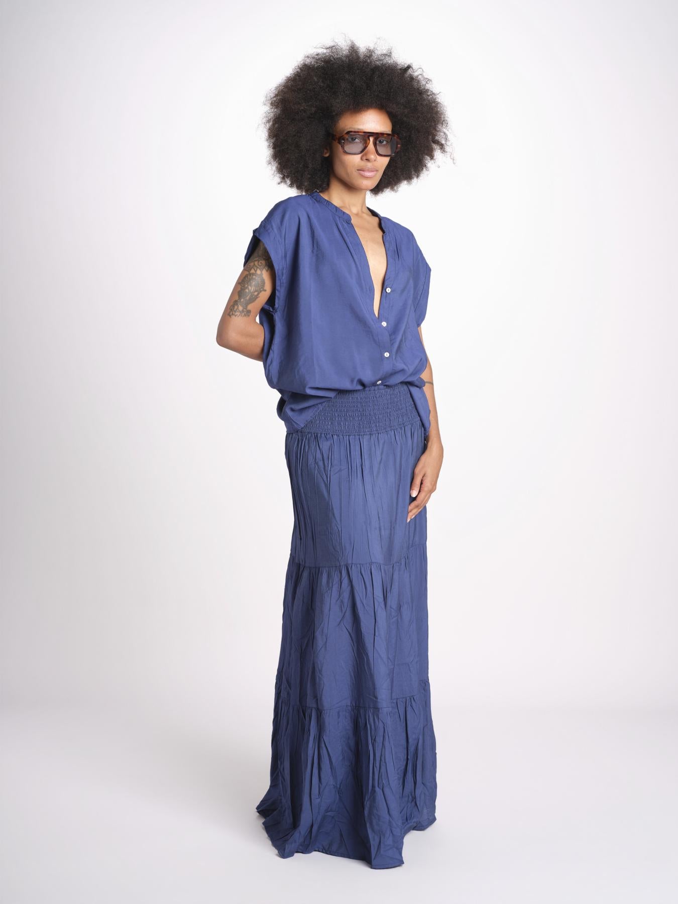 camicia con bottoni CLARENCELK DENIM laraethnics 