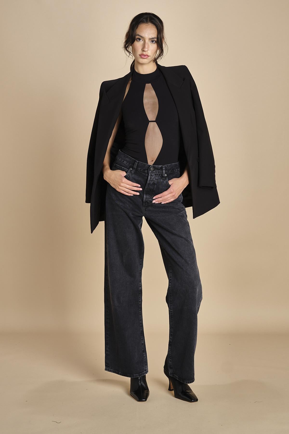 JOLIE BODYSUIT body senza maniche con striscia di tulle centrale JOLIE BLACK undress code 