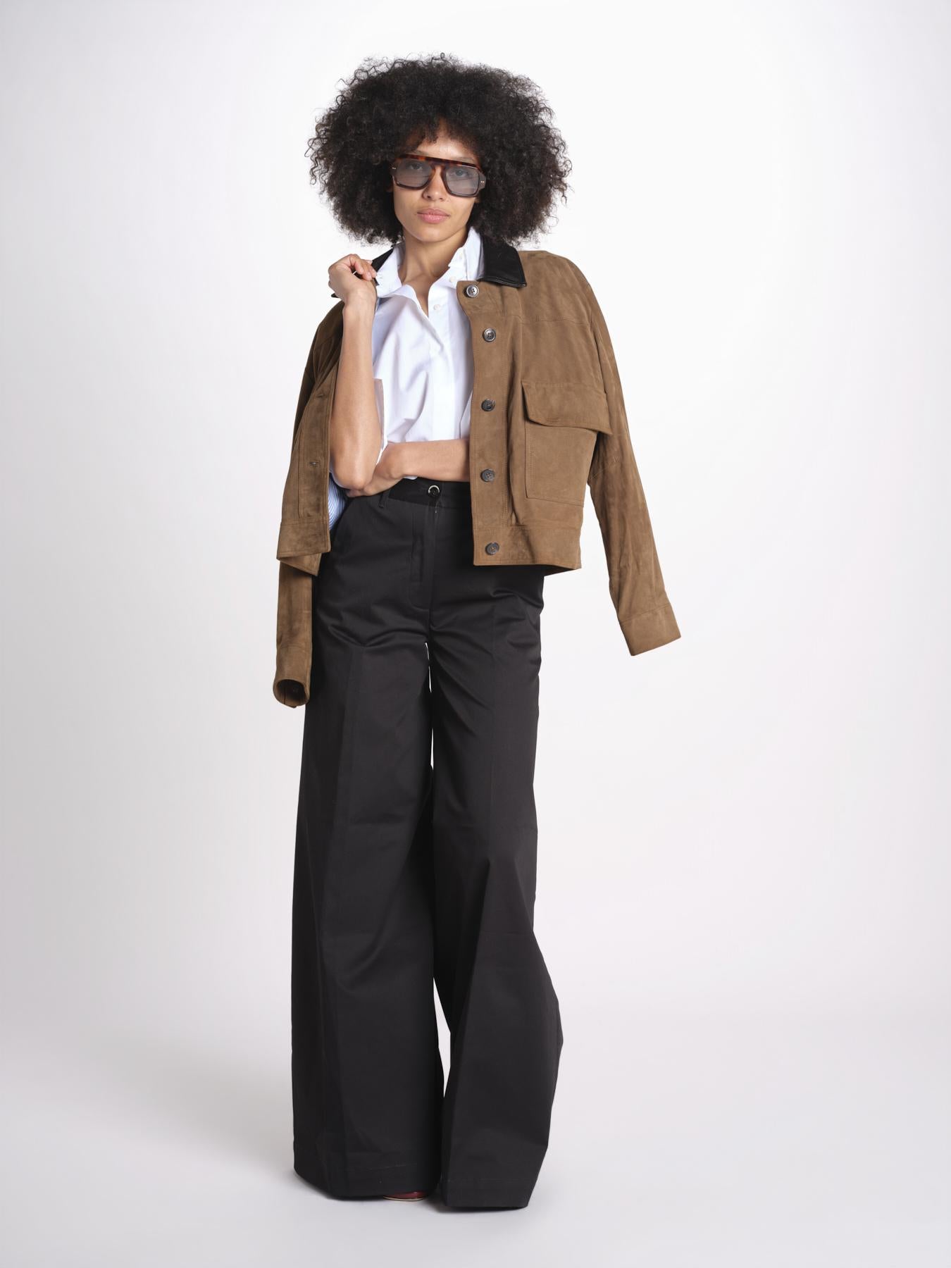 pantalone over in cotone pesante ORIANNA ORNO9 NERO nine in the morning 