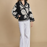 giacca jaquard a fiori FLORAL ARABESQUE 340230 CREAM farm rio 