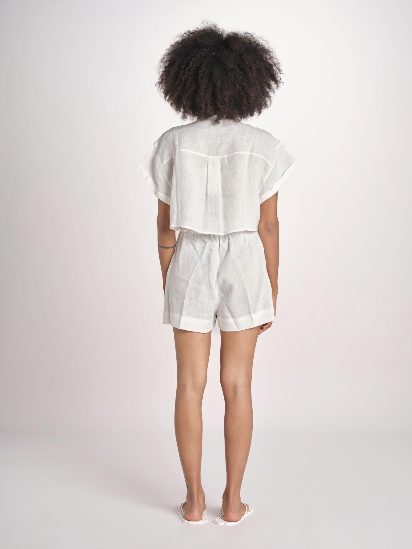 camicia cropped BE24867 WHITE MULTI benaras soleil 