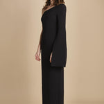 maxidress monospalla con manica a campana ALINA BLACK solace 