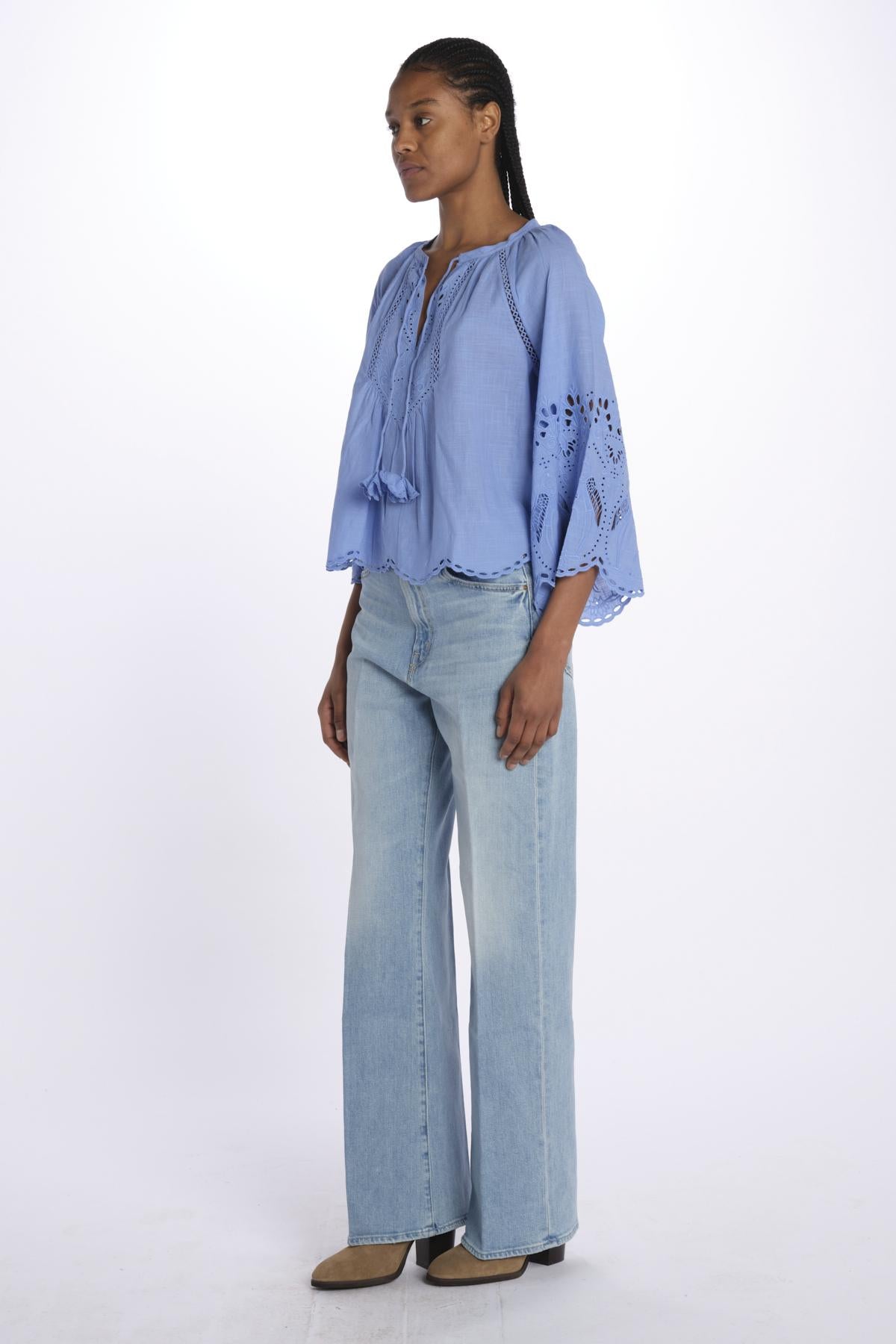 Camicia con ricami ASHU TOP MILKBLUE scarlett poppies 