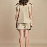 gilet metà montone e metà cotone REB MJD144PATEX72 J0229 DOVE FUR jejia 