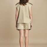 gilet metà montone e metà cotone REB MJD144PATEX72 J0229 DOVE FUR jejia 