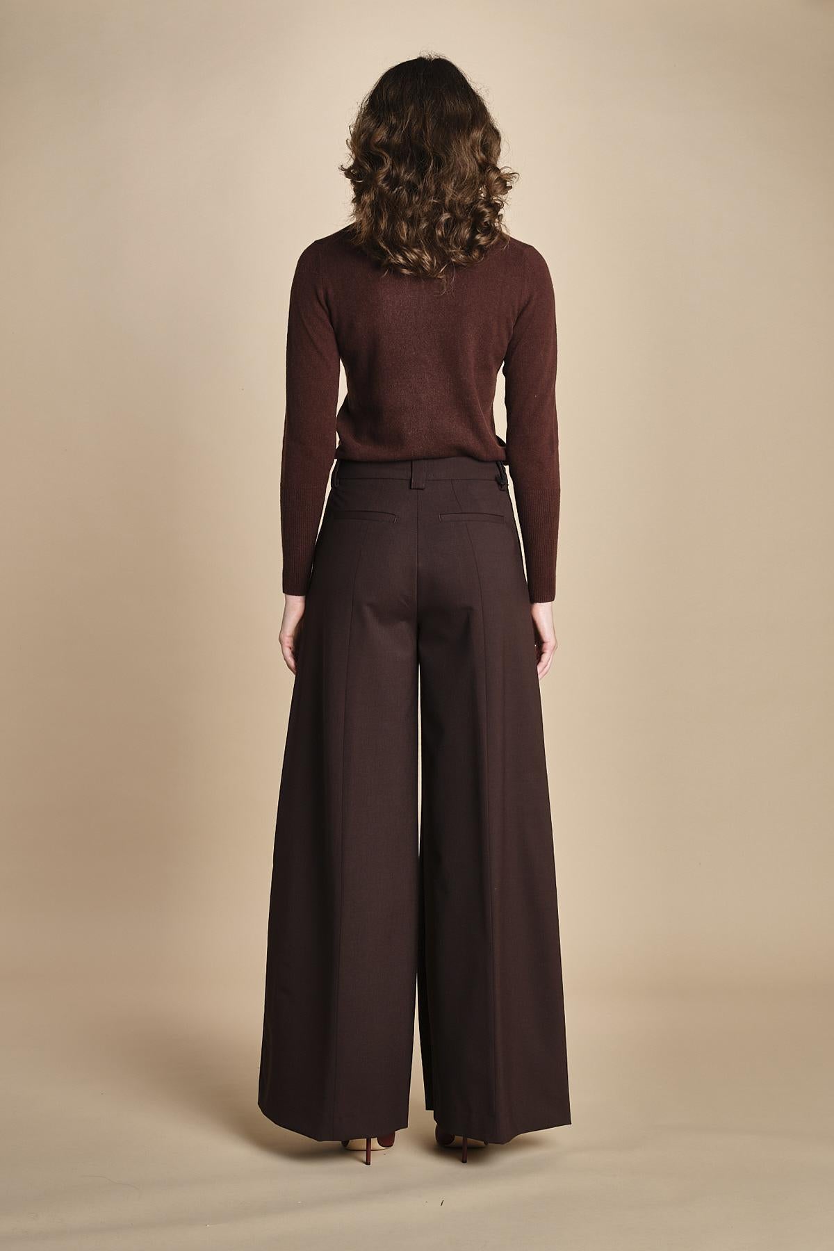 pantalone palazzo TLWC3101W0206ABTPB BROWN T0215 the latest 