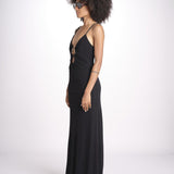 abito lungo con spalline sottili CHRISSY GOWN E02263016 BLACK ramy brook 