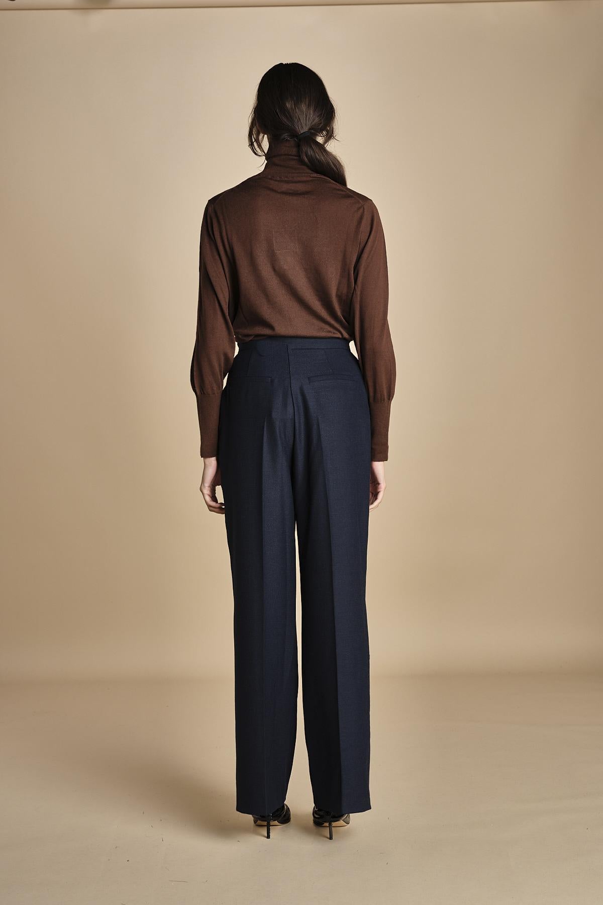 GRACE pantalone con pinces F25-040 013 MIDNIGHT BLU oscar 