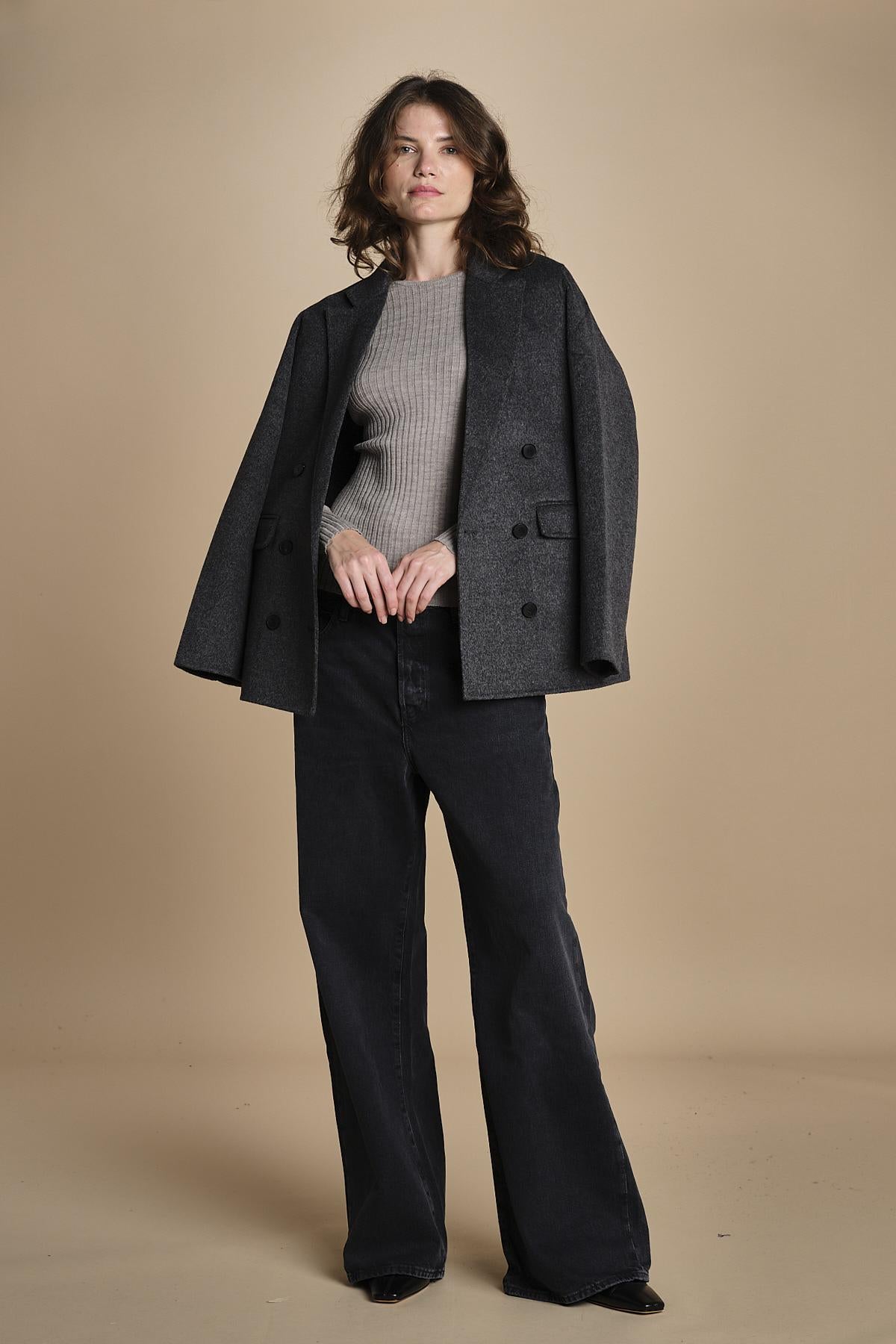 maglia girocollo a costine CAMB KNIT BLOUSE LIGHT TAUBE herskind 