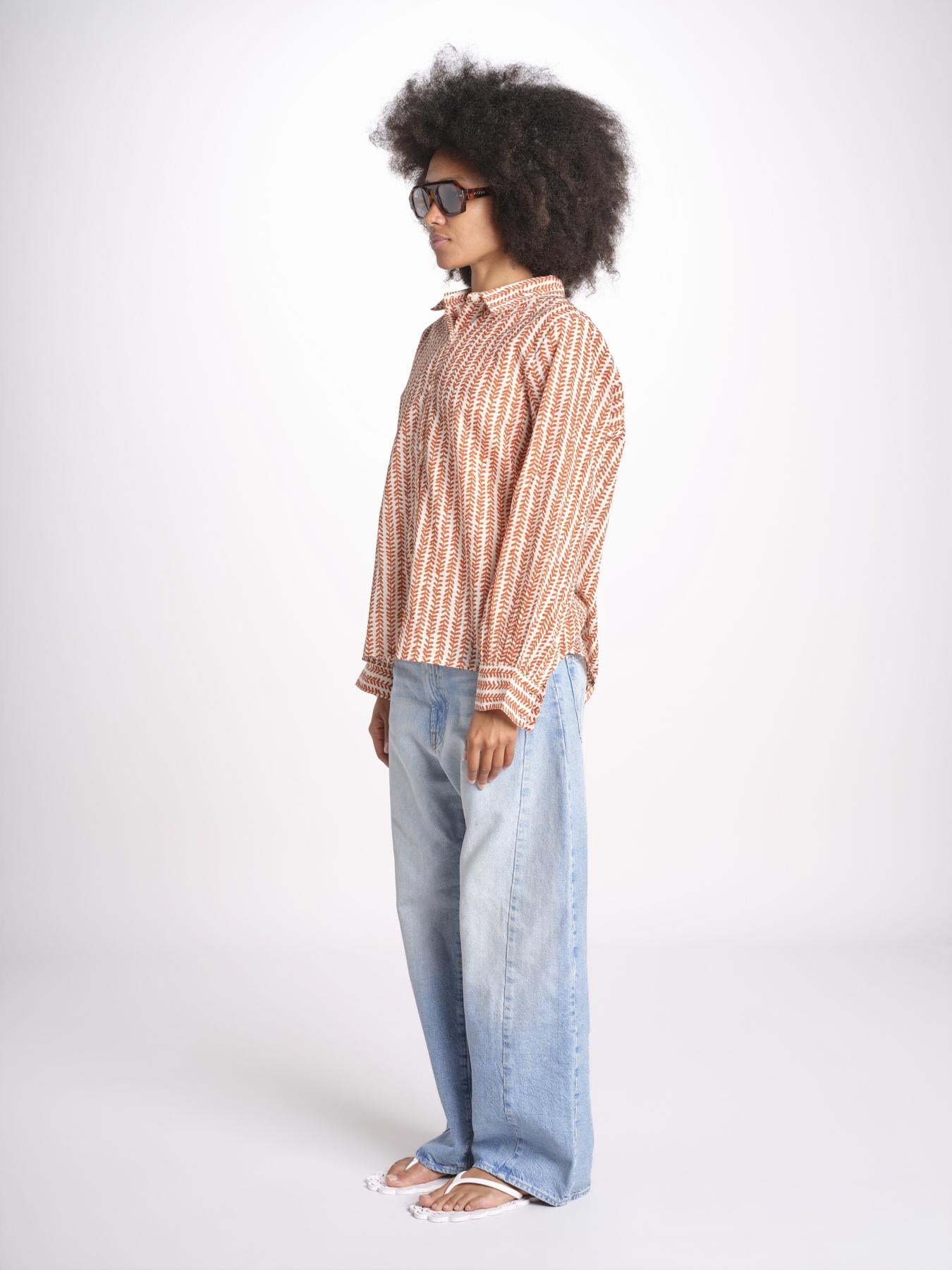camicia stampa spina VT6248 ORANGE zen ethic 