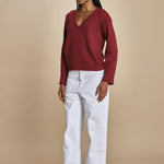maglia con scollo a v e manica a campana by milaura. D2500894 10868 BORDEAUX milaura 