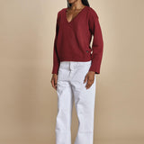maglia con scollo a v e manica a campana by milaura. D2500894 10868 BORDEAUX milaura 