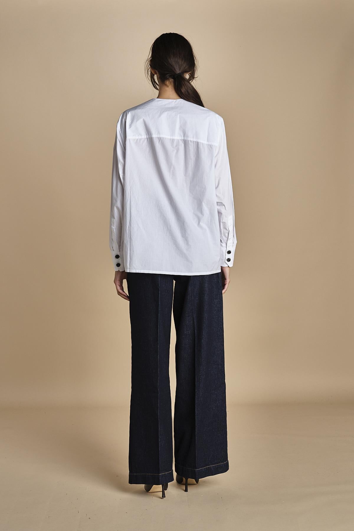camicia con bottoni in swarosky RAMPLINGO WHITE laurence bras 